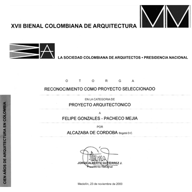 XVII Bienal Colombiana de Arquitectura. Proyecto Seleccionado,